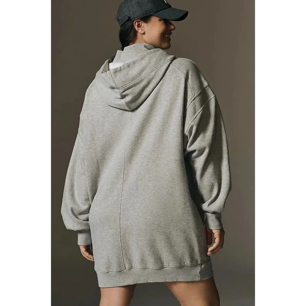 Daily Practice by Anthropologie Hooded Mini Dress Long Sleeve Gray 1X NWT 284878